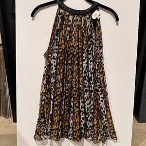 ECI Animal Print Pleated Sleeveless Top, Size 8